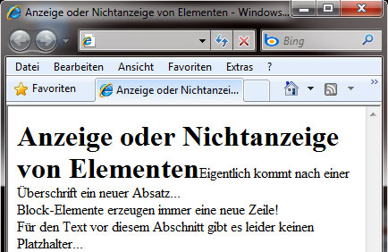 Beispiel für display in der Browseransicht