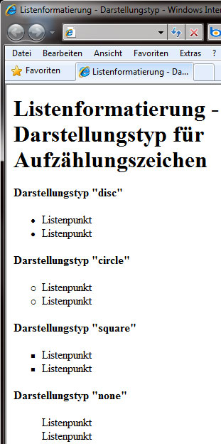 Beispiele für Listendarstellungstypen